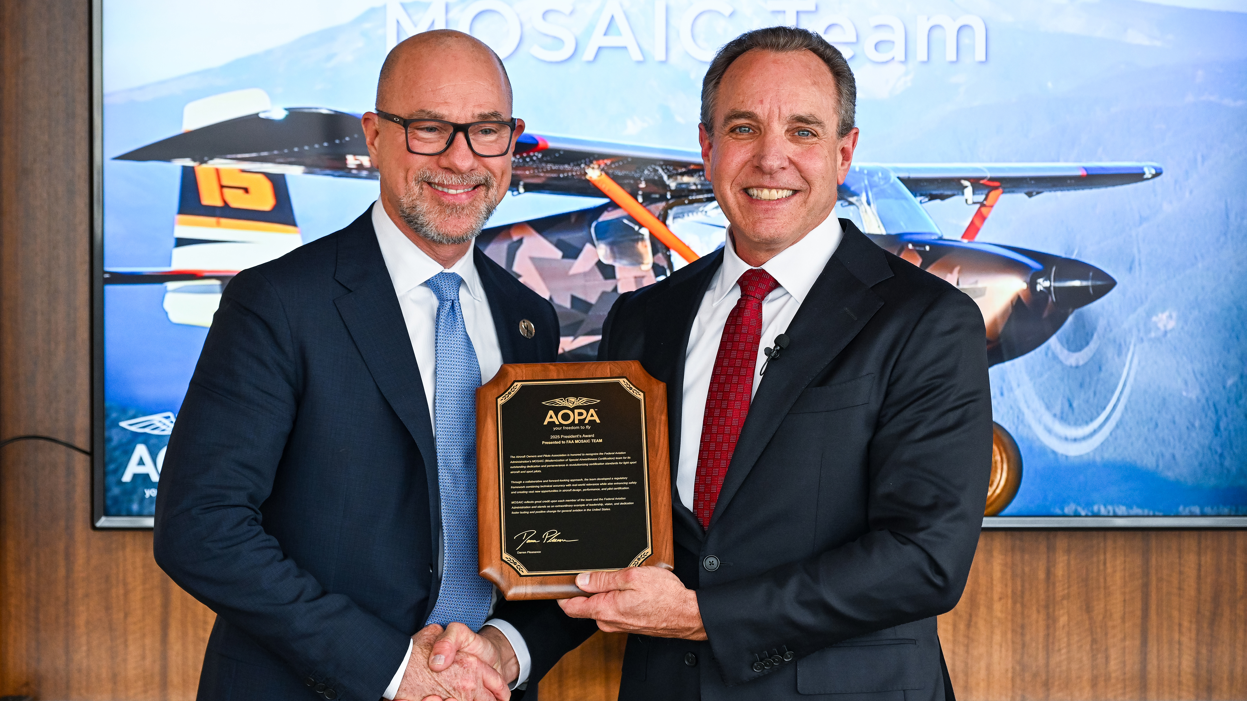 AOPA President’s Award honors FAA MOSAIC team